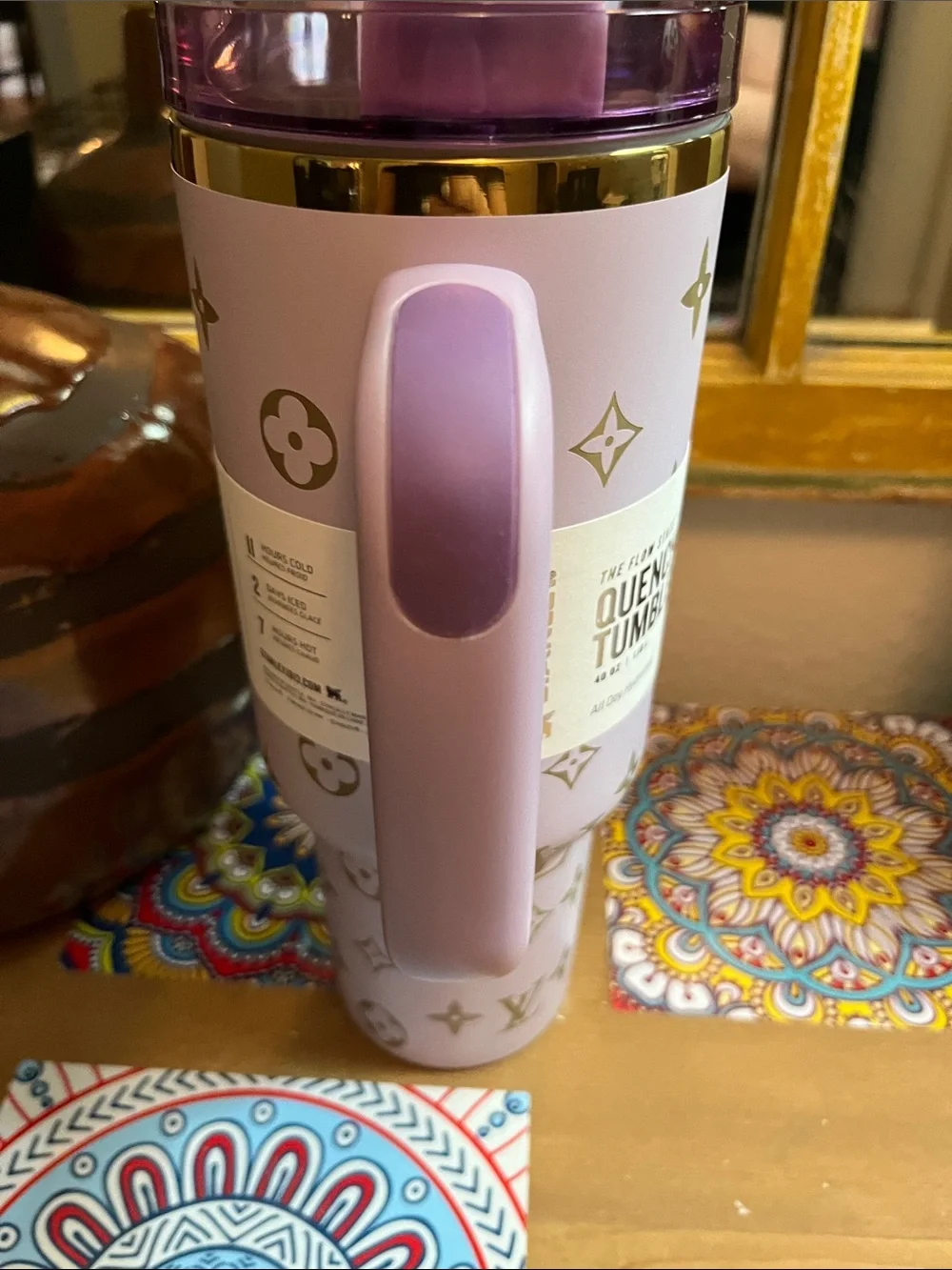 NIB Stanley Lavender Travel Tumbler with Gold LV Accents - Picture 5 of 5
